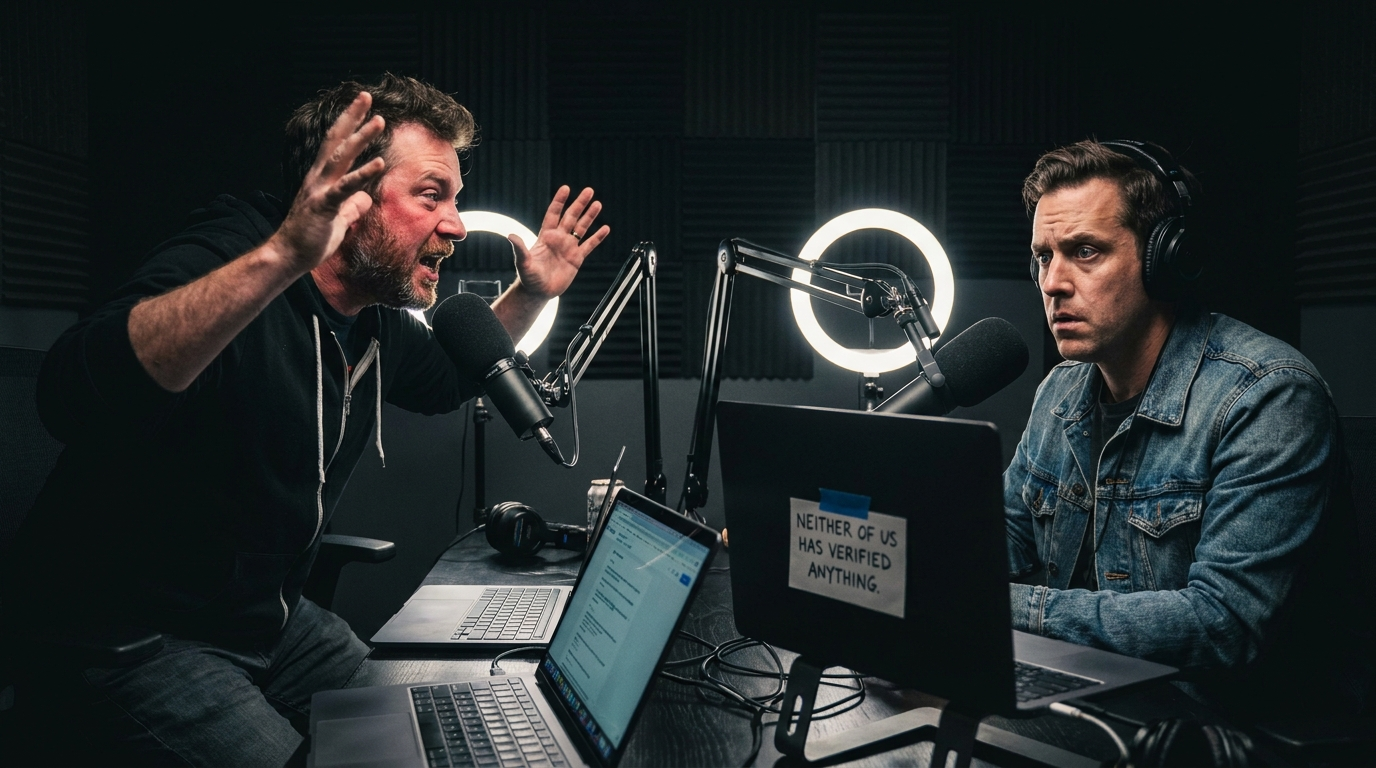 Two highly confident podcast reviewers in discussion